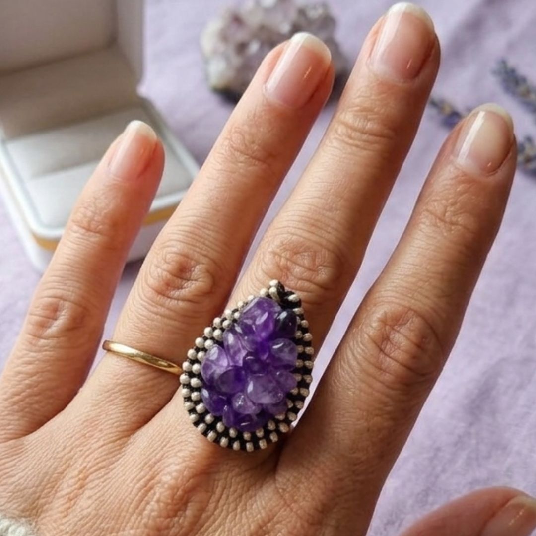 Anillos Amatista y Obsidiana - vista 2